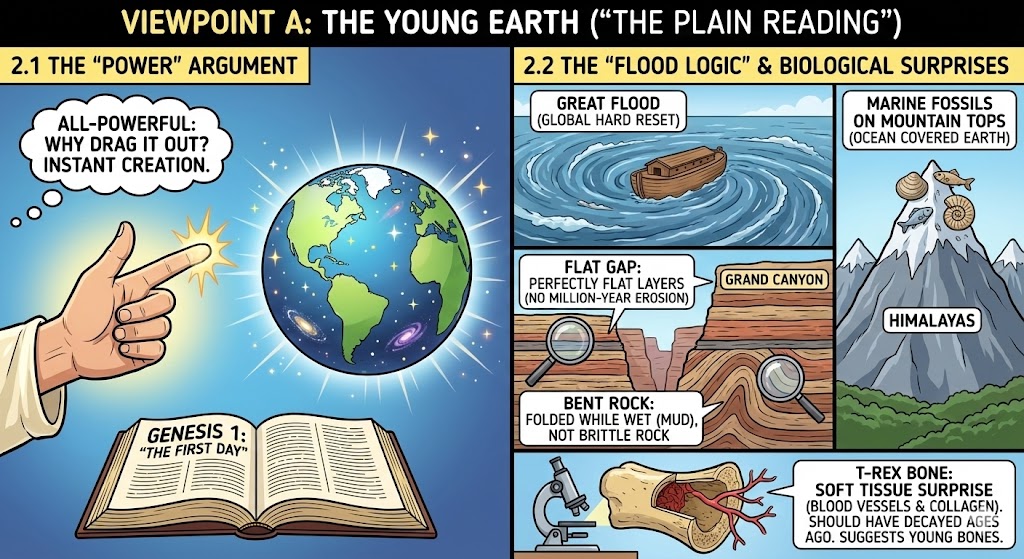Timeline chart showing scientific evidence for Young Earth Creationism